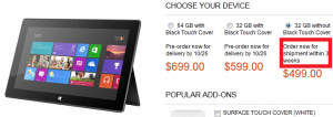 Microsoft Surface Preorders For Entry Level Model Sold Out in US, Shipping Date Pushed Back To 3 Weeks