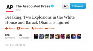 Associated Press Twitter Account Hacked, Tweets  About Explosions at White House