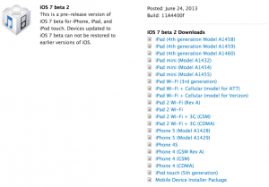 Apple Releases Developer Version Of iOS 7 Beta 2 Includes iPad Support